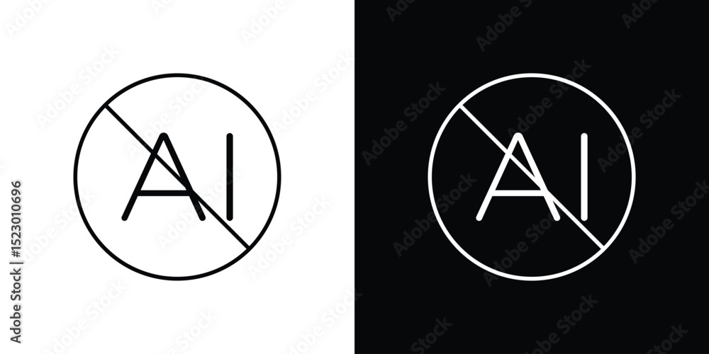 Poster no ai sign icon graphic vector set for ui design