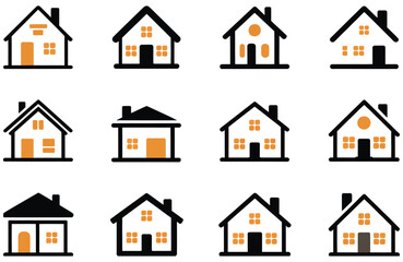 Minimal home icon set illustration

