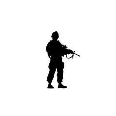 Obraz premium Special Forces Soldier - Minimal Black Combat Silhouette