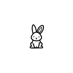 Fototapeta premium Cute Vegan Rabbit Symbol - Clean Black & White Line Art