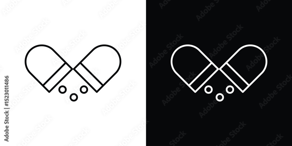 Poster open capsule pill icon graphic vector set for ui design
