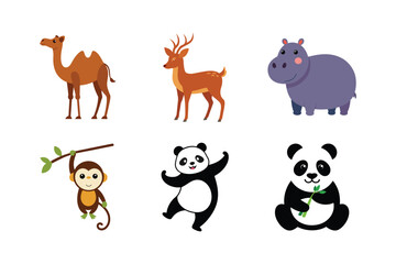 Naklejka premium Wild Animal Vectors for Stickers and Prints