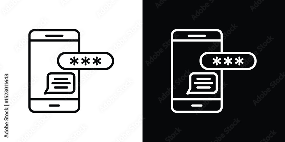 Poster otp sms password icon graphic vector set for ui design
