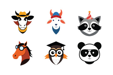 Editable Animal Head Vector Art Collection