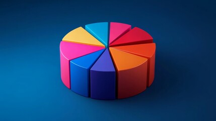 Obraz premium A sophisticated D pie chart with segmented pieces reflecting light, showcasing comparative financial data in a visually striking and informative format.