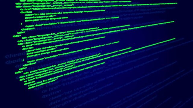 HTML code animation with scrolling effect 4K
