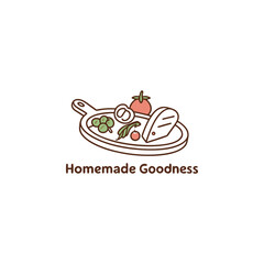 Homemade Goodness A Minimalist Illustration of a Cutting Board with Fresh Ingredients