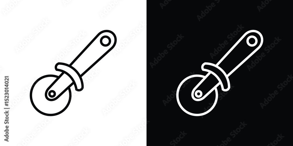 Poster pizza slicer icon graphic vector set for ui design
