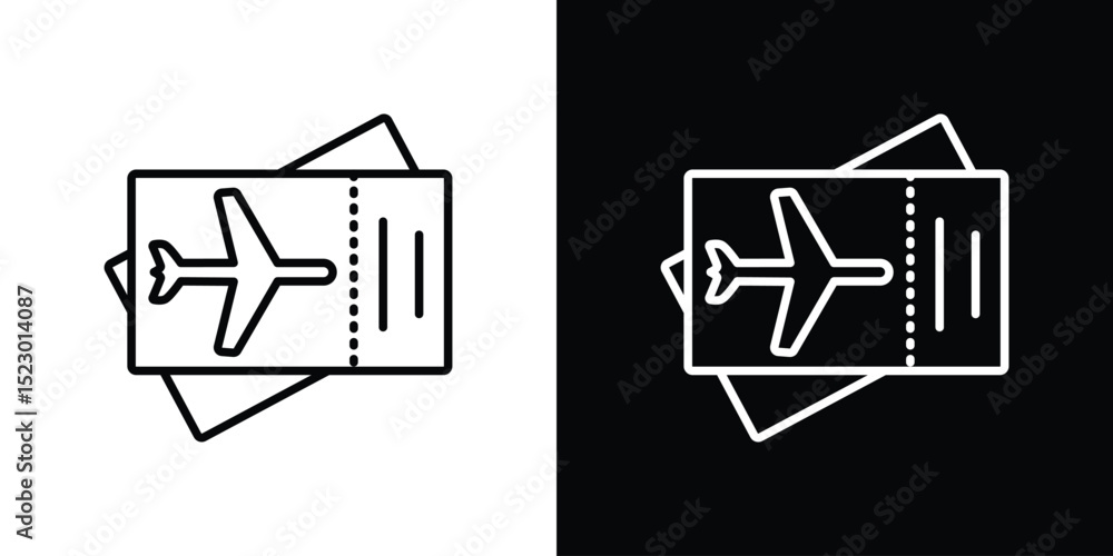 Poster plane ticket icon graphic vector set for ui design