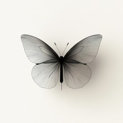Obraz premium A delicate, translucent butterfly in grayscale