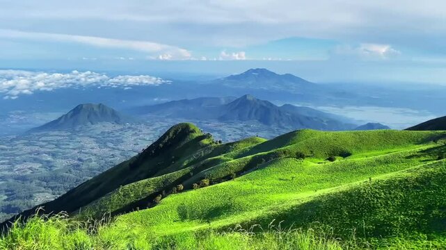 portrait of the view of the peak of Mount Merbabu