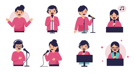 Diverse People Singing or Performing with Microphones