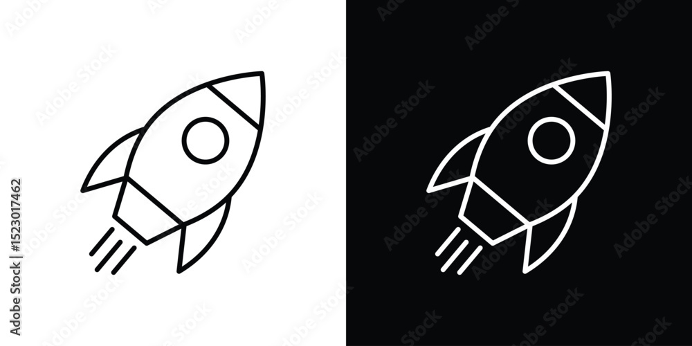 Aufkleber rocket launch icon graphic vector set for ui design