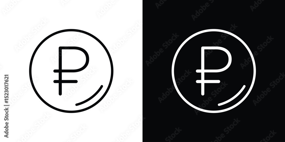Poster ruble icon graphic vector set for ui design