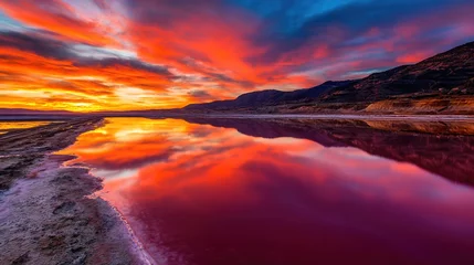 Fototapete Red Salt Lake: A Crimson expanse of Natural Beauty © kaiyuan