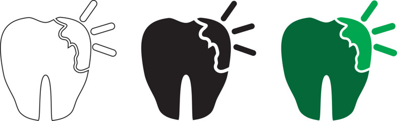The diseased human tooth in the gum. Medico-dental concept of oral health. Wobbly tooth, tooth falling out, sick tooth in flat style, vector on white background