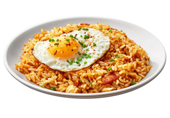 Serving Fried Rice with a Fried Egg Topping on a Plate