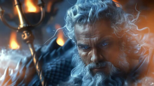 Neptune and Poseidon: ancient sea god, water mastery, Olympian figure, Ahti link, Aegir domain, Njord brother, mythic power, aquatic sovereignty, Greek myth, divine ocean lord.