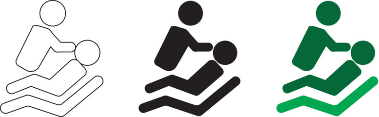 Dentistry concept icon. Dentist in dental clinic. Doctor and patient in dental chair in hospital. Dental health check and examination.