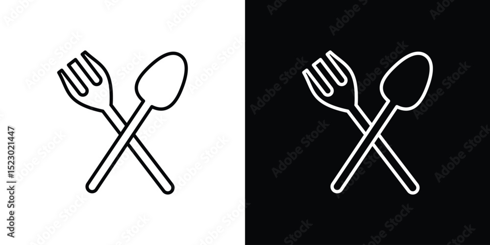Poster spoon and fork icon graphic vector set for ui design