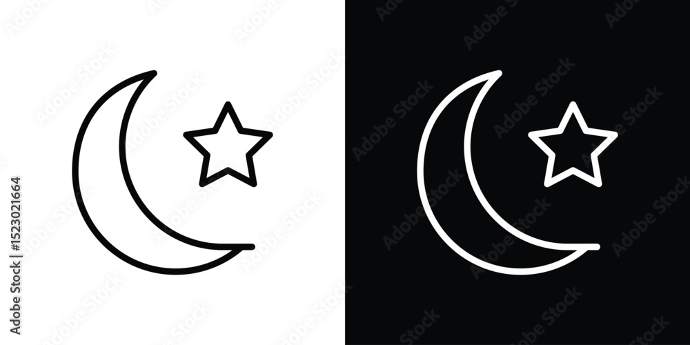 Poster star and crescent icon graphic vector set for ui design