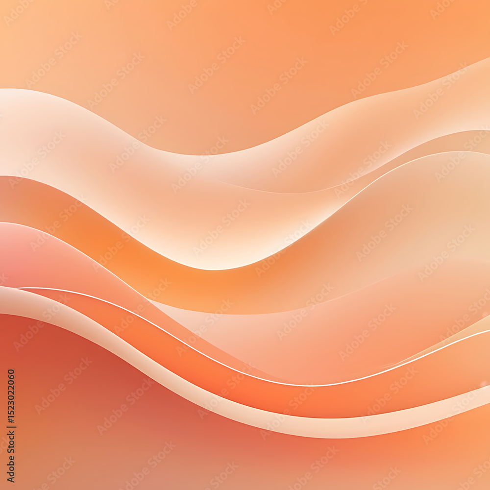 Poster curved abstract orange red background with soft gradient layers for modern design and ai