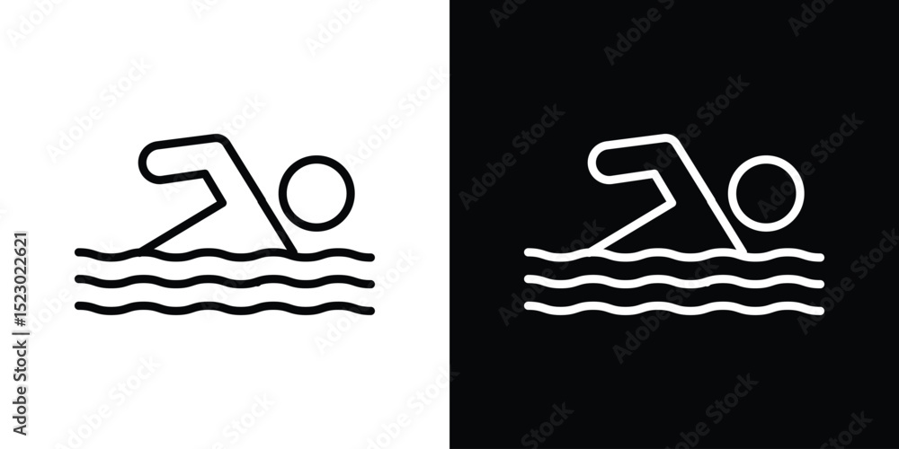 Poster swimmer icon graphic vector set for ui design