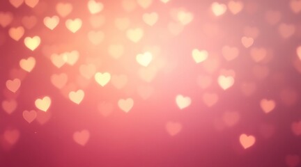 Romantic pink and orange bokeh heart background