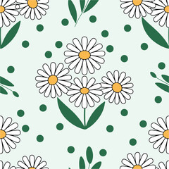 Daisy flower seamless pattern background.