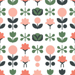Floral seamless pattern with abstract flowers.