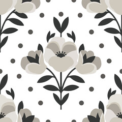 Elegant floral seamless pattern in neutral colors.