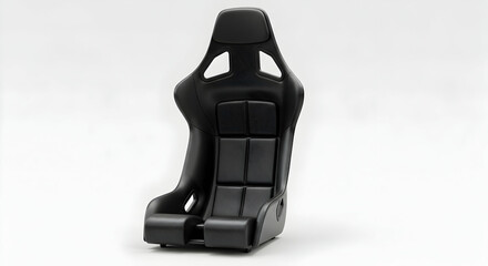 Sleek Black Racing Seat Isolated On White Background For Automotive Sport
