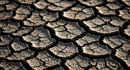 Arid Landscape Showing Cracked Earth Texture Under Harsh Conditions