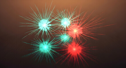 Fototapeta premium Abstract Starbursts Of Color Against Warm Tone Backdrop Illustration