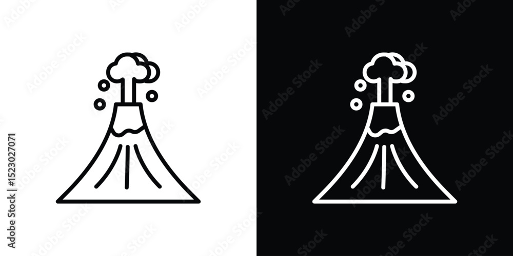 Poster volcano icon graphic vector set for ui design
