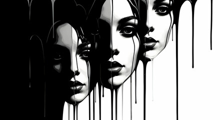 Monochrome Portraits With Fluid Texture And Striking Visual Effect