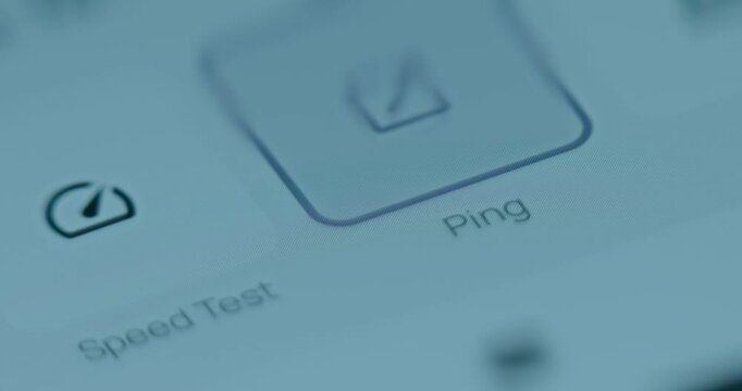 Finger taps the Ping button to perform the ping test