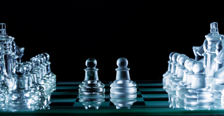 Chessboard and chess pieces. Strategy game	