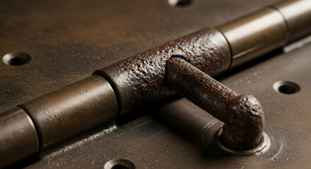 Obraz premium Close Up Of An Antique Bolt On A Metal Door With Rust Details