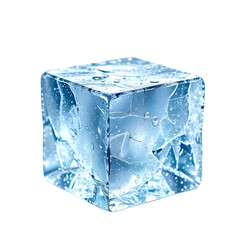 Realistic Ice Cube with Droplets – Transparent PNG for Drink Ads