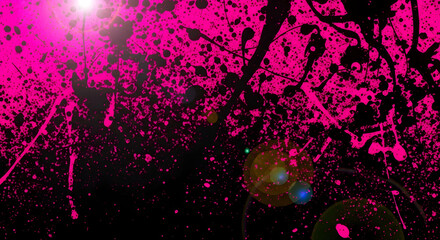 Chaotic Splash Of Fuchsia Splatter With Artistic Black Drips
