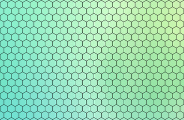 Sześciokątny wzór z cienkimi liniami na zielono-niebieskim tle – geometryczna siatka z delikatnym gradientem © Henryk Guziak