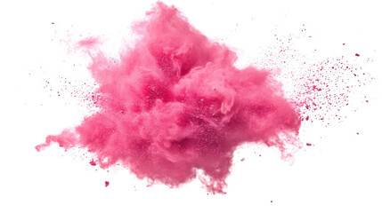 Red ink splashes bursting in dynamic explosion with liquid texture and artistic flow isolated on white background