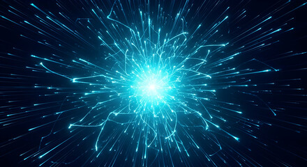 Radiant Blue Emission Energy Flowing from a Central Light Source