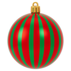 red christmas ball 3d icon in cartoon plastic style minimal isolated on transparent white background, clipping path