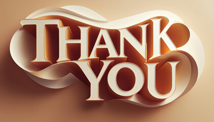 Creative thank you message in elegant 3D design with warm tones