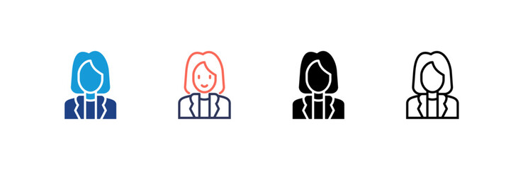 Business Woman icon set multiple style collection