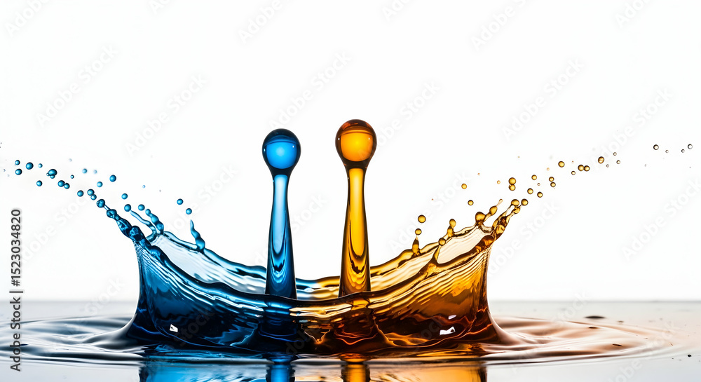 Poster liquid fusion dynamic water collision showcasing fluidity and color variance