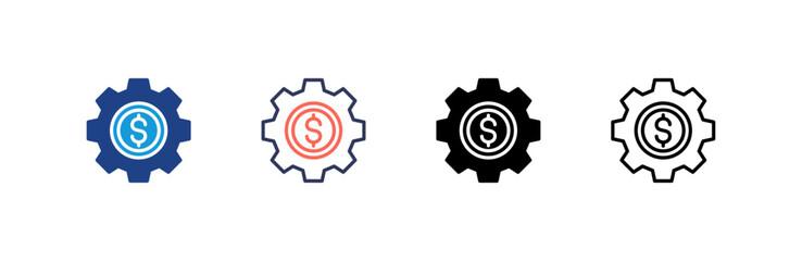 Gear icon set multiple style collection