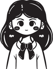 Sketch Style Female Student Character Design